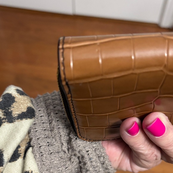 VS Croc Color Block Two-Tone Black and Brown Embossed Wallet NWOT - Picture 7 of 7